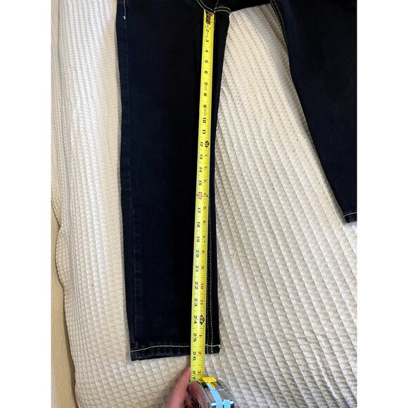 Topshop Mom Black W/ Bright Green Threading High Waisted Straight Leg Jean Sz 25 - Picture 5 of 11